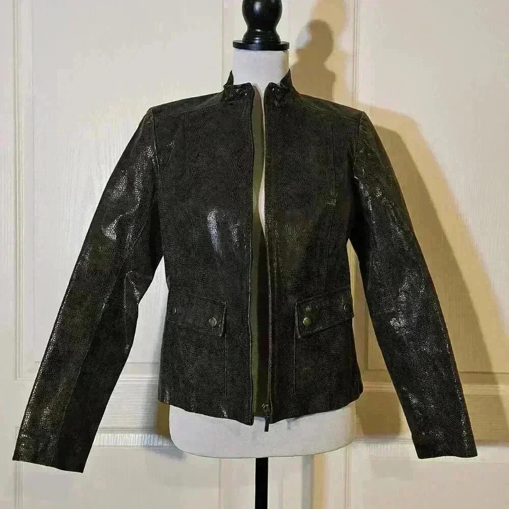 Alfani Women's Genuine Leather Jacket - Size S - Stylish and Chic